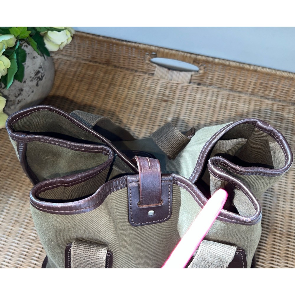 John Chapman Olive Green  Leather Trim Tote Bag England Corsair Capital Handmade - Picture 5 of 12